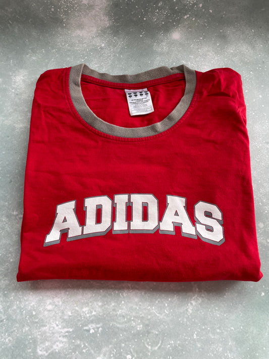 Vintage Red Adidas Short Sleeve T-shirt 2XL