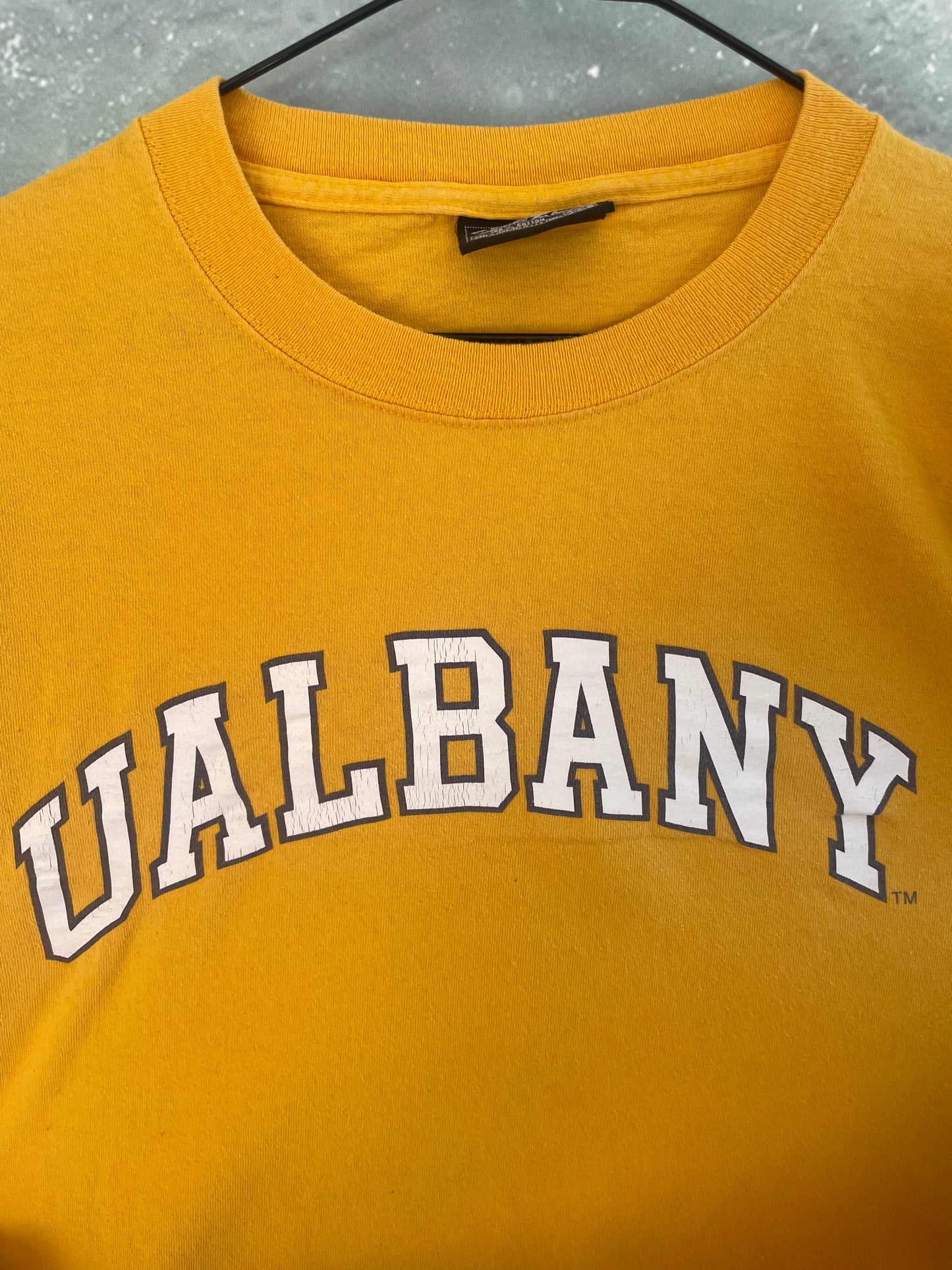 Vintage Yellow Long Sleeve T-shirt American College Small