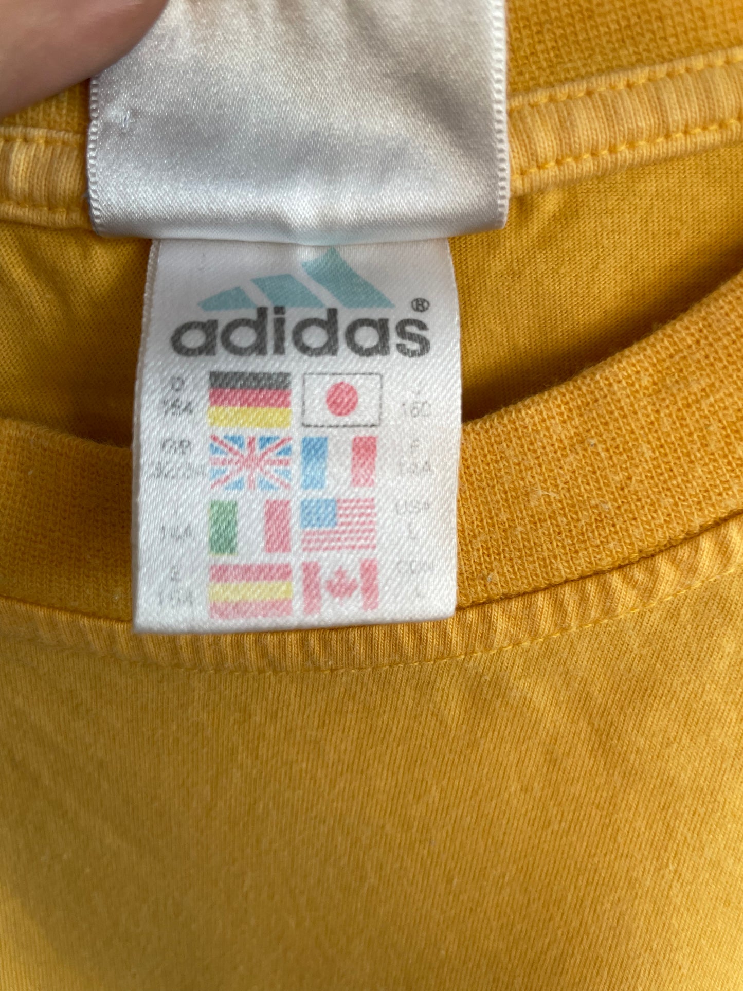 Vintage Yellow Adidas Short Sleeve T-shirt Large