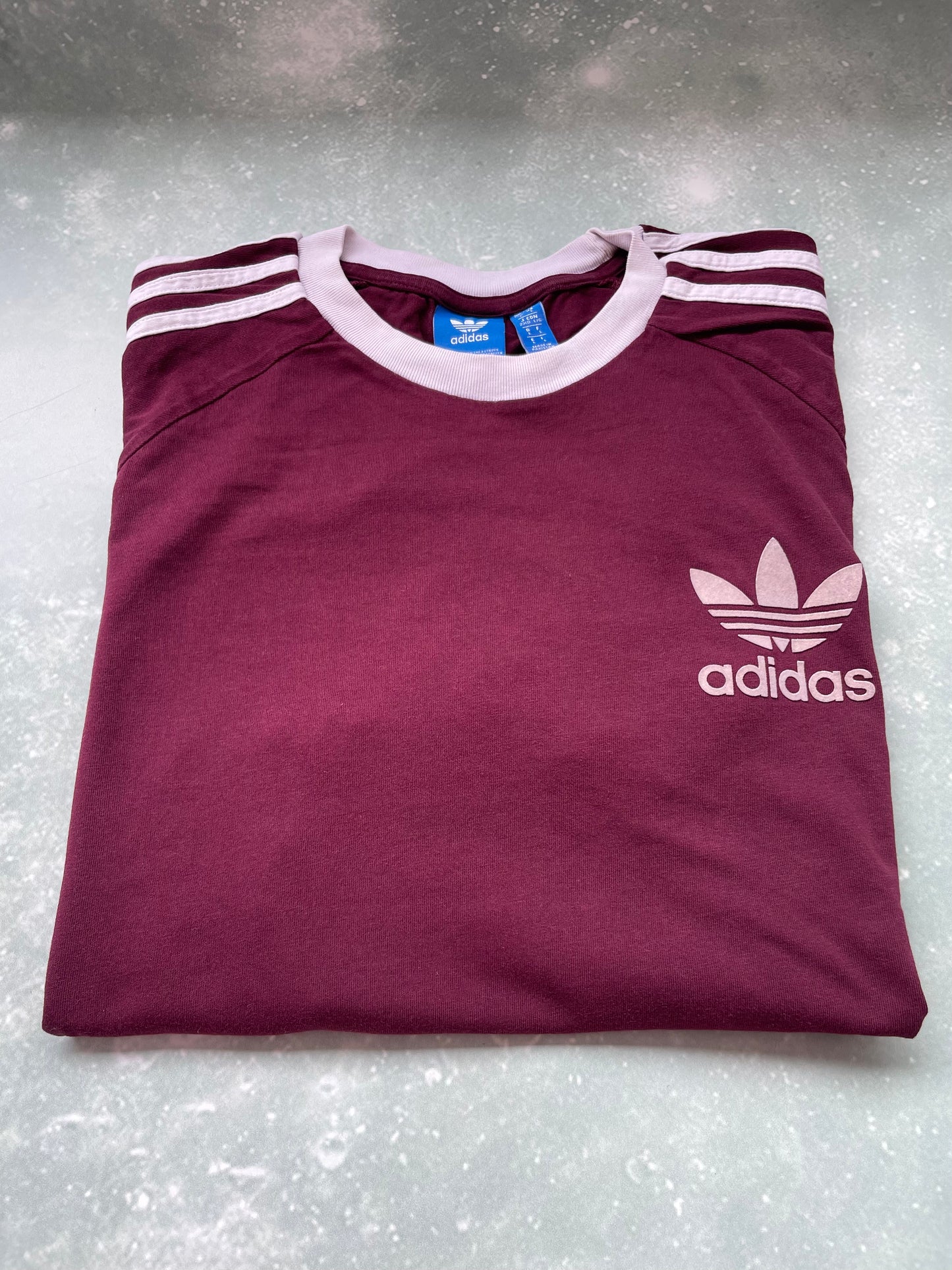 Vintage Burgundy Adidas Short Sleeve T-shirt Large