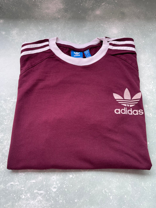 Vintage Burgundy Adidas Short Sleeve T-shirt Large