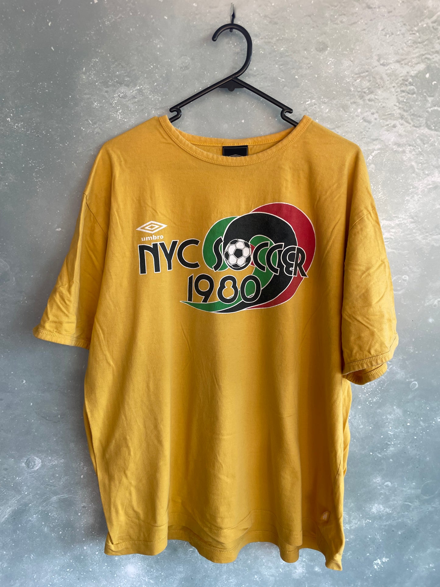 Vintage Yellow 1980 NYC Soccer Short Sleeve T-shirt 2XL