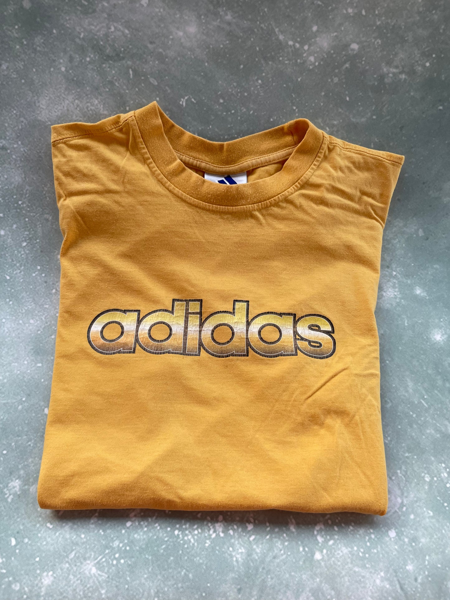 Vintage Yellow Adidas Short Sleeve T-shirt Large