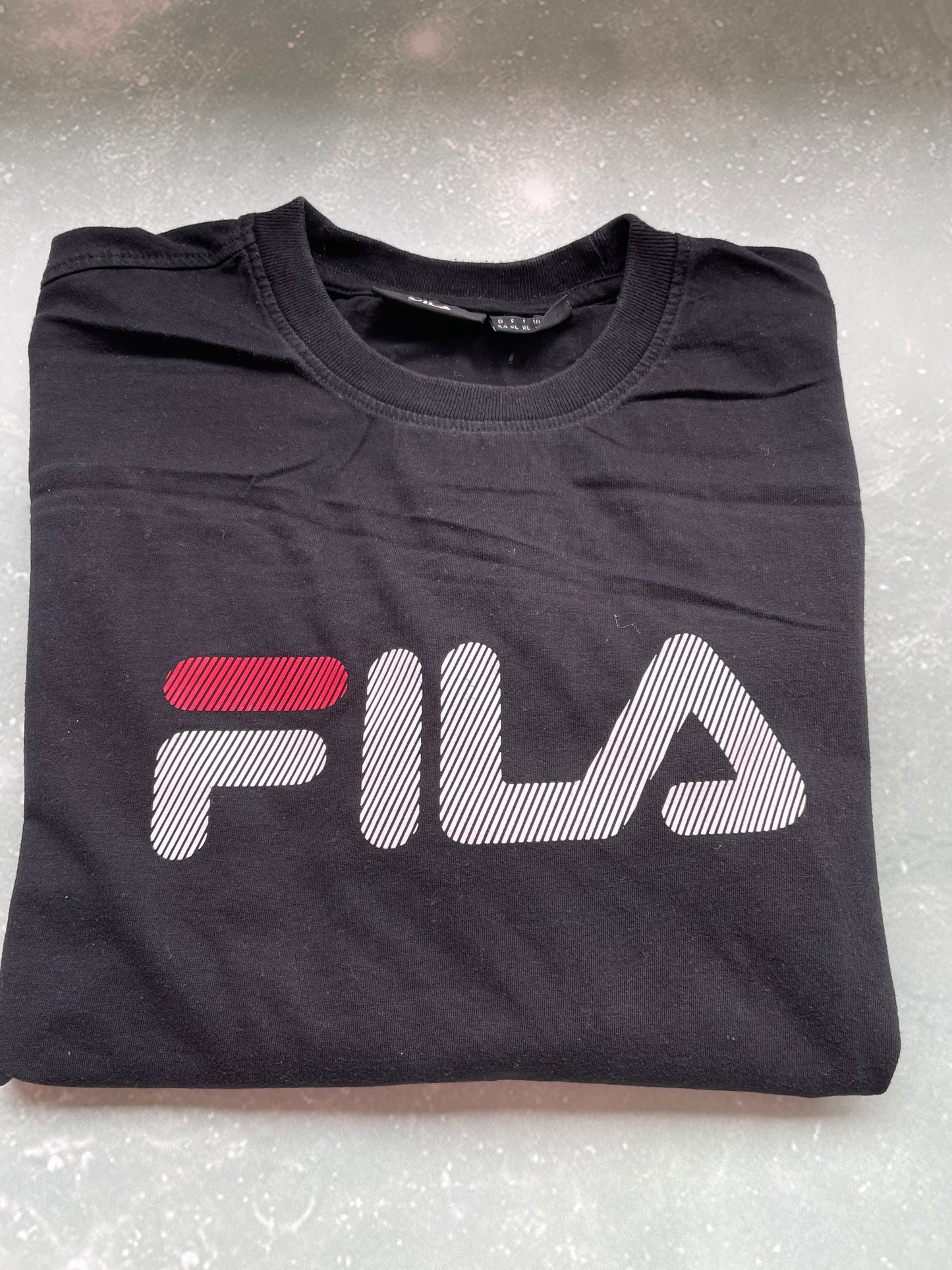 Vintage Black Fila Short Sleeve T-shirt XL