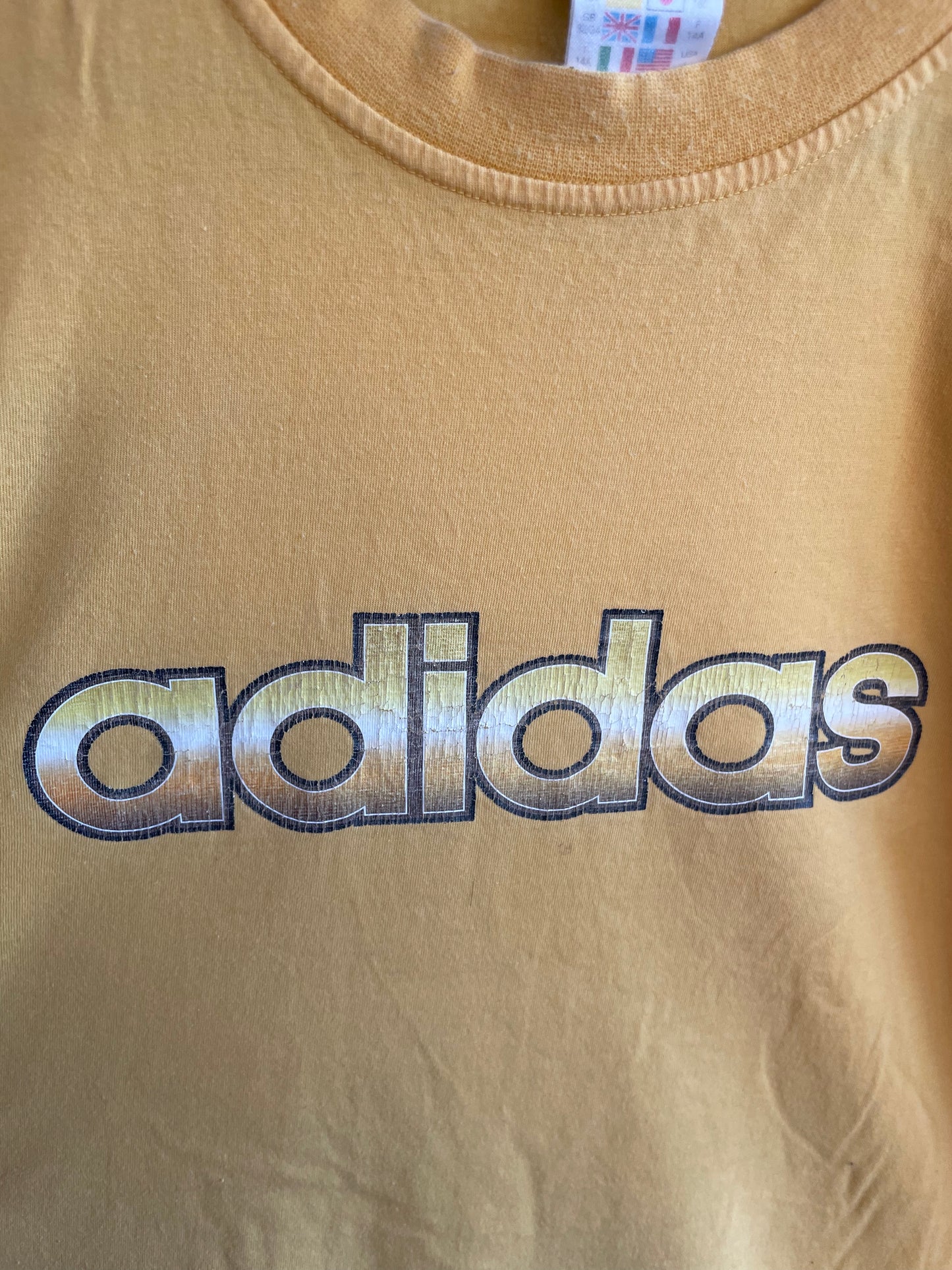 Vintage Yellow Adidas Short Sleeve T-shirt Large