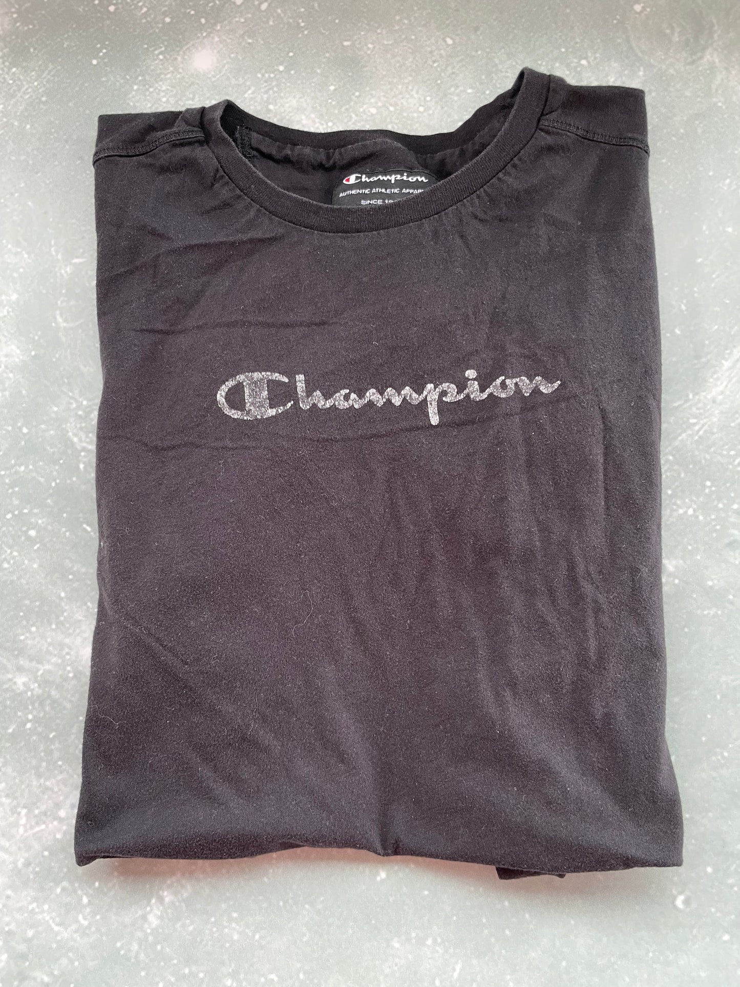 Vintage Women Black Champion Short Sleeve T-shirt