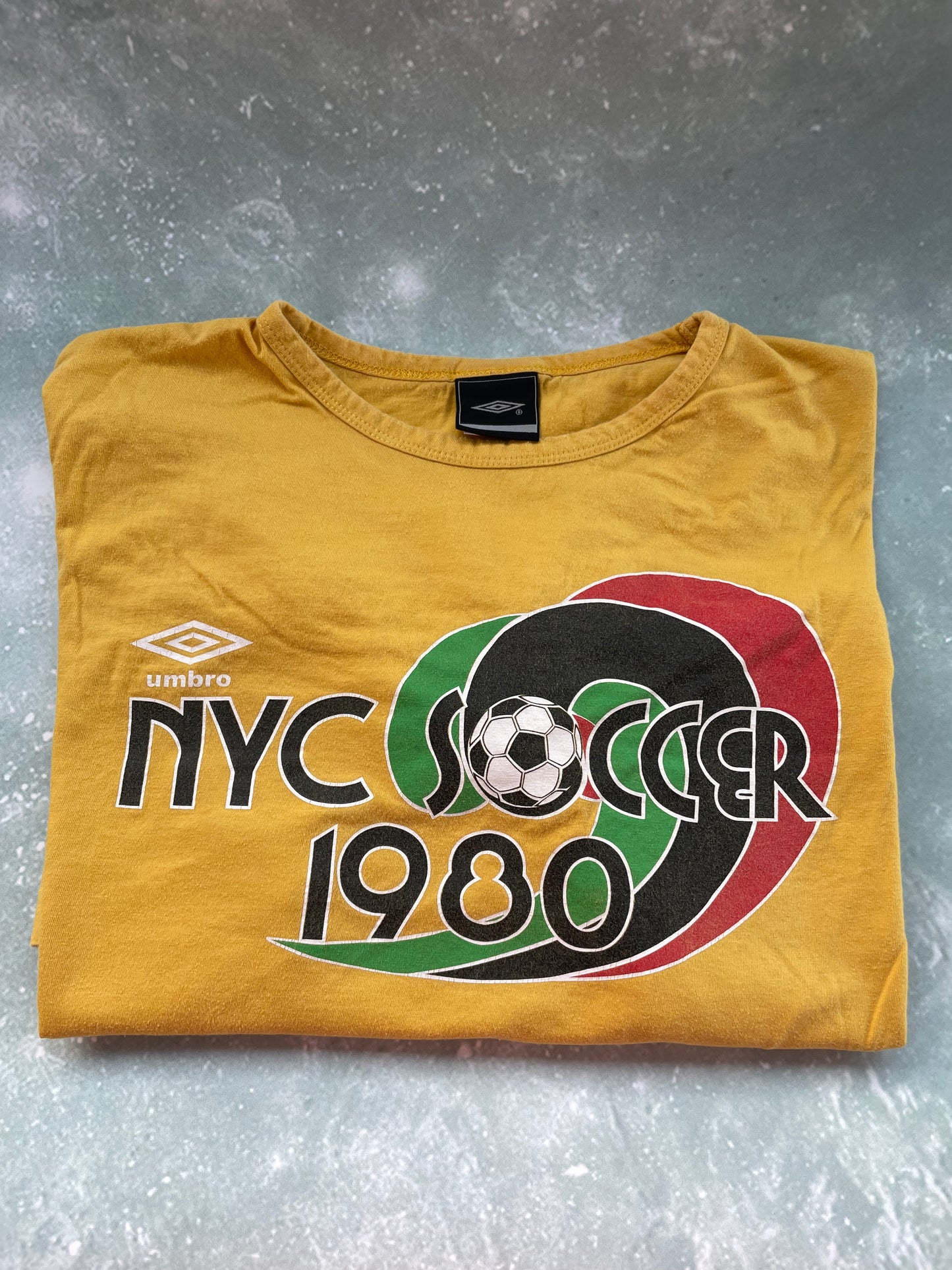 Vintage Yellow 1980 NYC Soccer Short Sleeve T-shirt 2XL